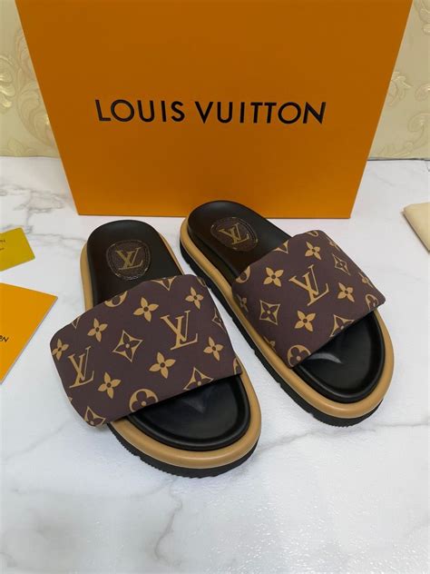 louis vuitton slippers with lock|Louis Vuitton slippers faux.